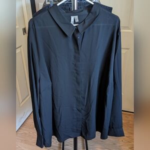 H&M Black Long-Sleeve Collared Blouse